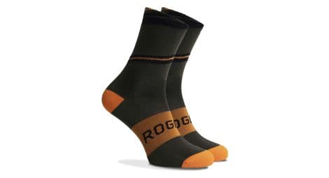 Chaussettes velo rogelli buzz - homme - vert militaire/orange