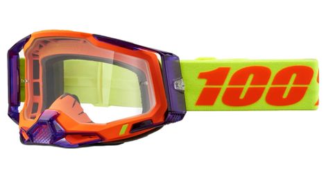 100% racecraft 2 goggle | panam orange violet | clear lenses