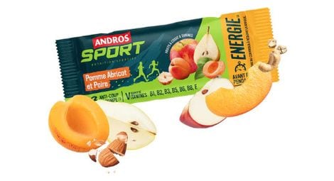 Barre énergétique andros sport pomme/poire/abricot 40g