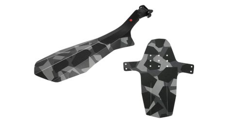 Garde boue vtt kit av+ar 26 -27.5 -29  hebie swap mix adrenaline resine noir-gris camouflage articule