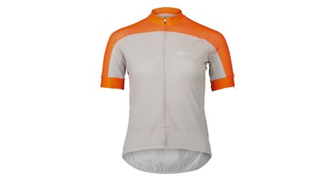 Poc maillot manches courtes essential road logo blanc orange femme s