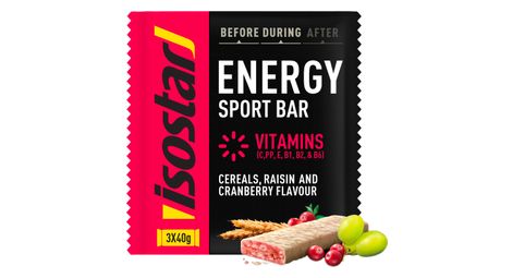 Barres énergétiques Isostar Energy Sport Bar Cranberry - 3x40g