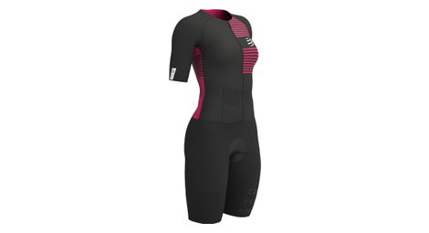Combinaison compressport aero trisuit femme noir rose