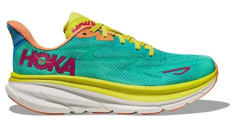 Chaussures de Running Femme Hoka Clifton 9 Bleu Vert Jaune