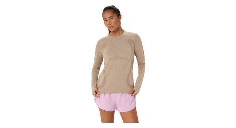 Camiseta de running Asics Road Seamless beige para mujer