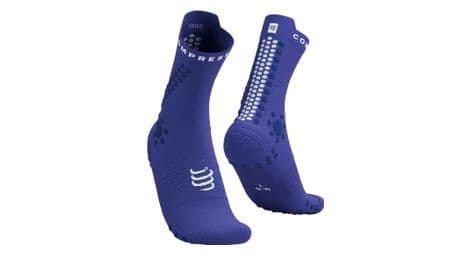 Chaussettes compressport pro racing socks v4 0 trail bleu blanc