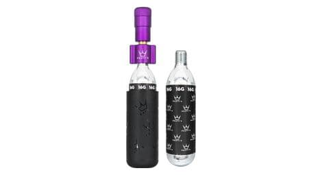 Inflador de co2 peaty's holeshot violeta para carretera/grava + 2 cartuchos de co2 (16 g)