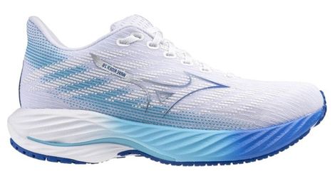 Chaussures running mizuno wave rider 28 blanc/bleu femme