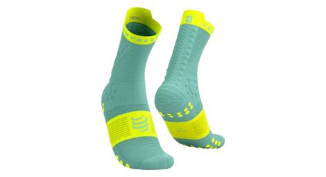 Chaussettes compressport pro racing socks v4 0 trail bleu jaune