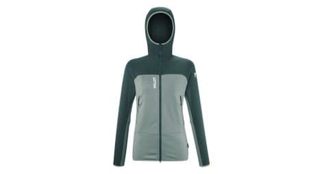 Forro polar mijo fusion grid hoodie verde mujer