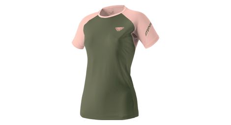 Dynafit maillot de manga corta alpine pro caqui/rosa mujer