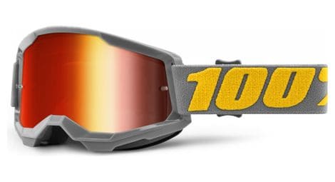 100% strata 2 goggle | izipizi yellow grey | red mirror lenses