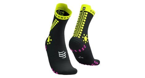 Compressport pro racing socks v4.0 trail zwart/geel