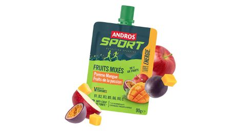 Purée énergétique andros sport energie pomme/mangue/fruit de la passion 90g