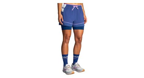 Short 2 en 1 brooks high point 3 2 in 1 short bleu femme