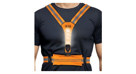 R2B Gilet de course rechargeable avec compartiment de rangement - Feux de route avant et arrière - Réfléchissant