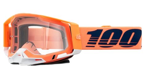 100% racecraft 2 goggle | coral orange | clear lenses