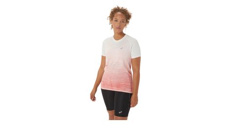 Maillot manches courtes asics seamless blanc rose femme