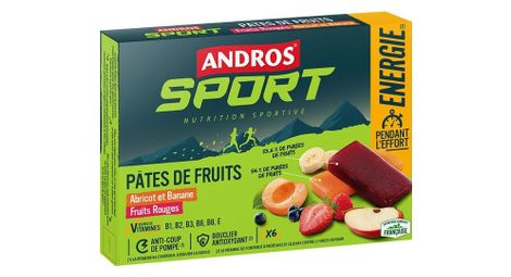 Andros sport energy fruit paste red fruits/apricot banana mix 6x30g