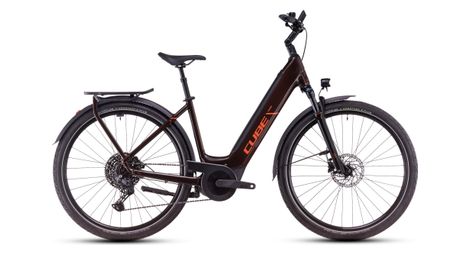 VTC Électrique Cube Touring Hybrid Pro 625 Easy Entry Shimano Cues 11V 625 Wh 700 mm Marron Orange Cinnamon 2025 T.46 159/169cm - Vélo d'Exposition