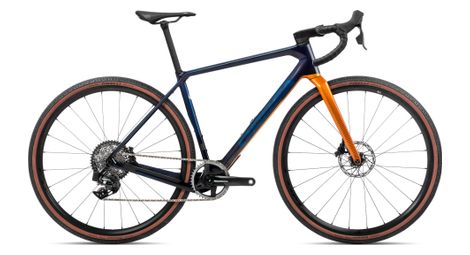 Orbea terra m21eteam 1x bicicleta gravel sram force xplr etap axs 12s 700 mm azul carbono vista leo naranja 2023