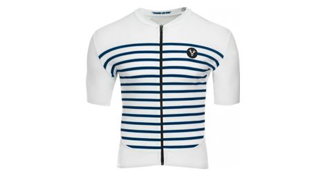 Maillot manches courtes lebram ventoux blanc bleu coupe ajustee