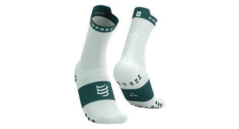 Chaussettes compressport pro racing v4.0 run high blanc/bleu