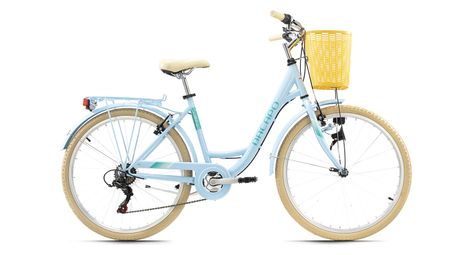 Vélo de ville femme 26 cantaloupe bleu avec panier tc 48 cm dacapo