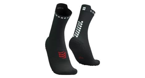 Chaussettes compressport pro racing socks v4.0 run high noir/blanc/rouge