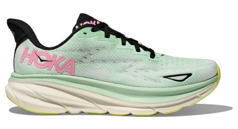 Hoka clifton 9 scarpe da corsa verde/rosa donna