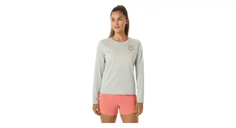 Maillot de manga larga para mujer asics fujitrail logo gris