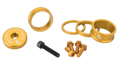 Kit de Personnalisation Wolf Tooth Anodized Color Kit (Entretoises de Direction, Capot de Direction, Vis de Porte-Bidon) Or