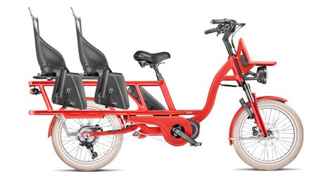 Vélo cargo gaya, l'incroyable le long, coquelicot, pack bébés
