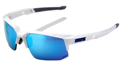 Lunettes 100% speedcoupe blanc mat / ecran bleu miroir