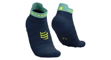 Chaussettes compressport pro racing v4 0 ultralight run low bleu vert