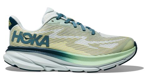 Hoka clifton 9 youth running shoes blue/green child