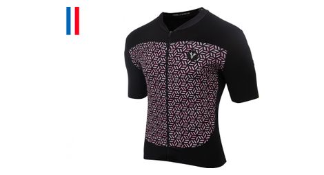 Maillot manches courtes lebram croix de fer noir saumon coupe ajustée