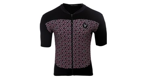 Maillot manches courtes lebram croix de fer noir saumon coupe ajustee