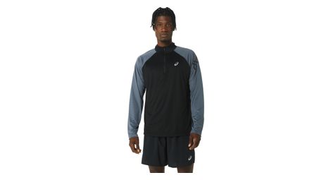 Asics run icon oberteil 1/2 zip schwarz grau herren