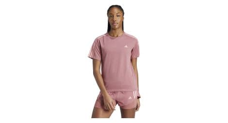 Maillot manches courtes adidas own the run 3 bandes rose femme