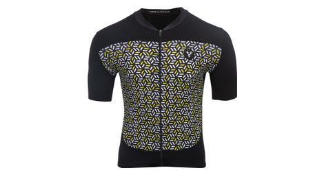 Maillot manches courtes lebram croix de fer noir jaune coupe ajustee