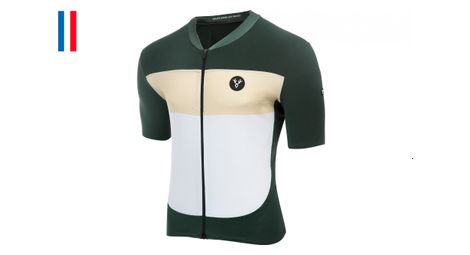 Maillot manches courtes lebram eze vert agave crème coupe ajustée