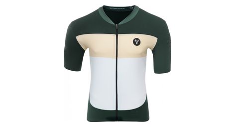 Maillot manches courtes lebram eze vert agave creme coupe ajustee