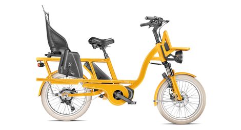 Vélo cargo gaya, l'incroyable le court, safran, pack bébé
