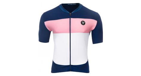 Maillot manches courtes lebram eze bleu marine rose coupe ajustee