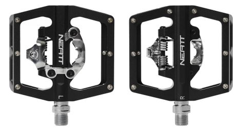 neatt single side clipless pedals with cages spd black