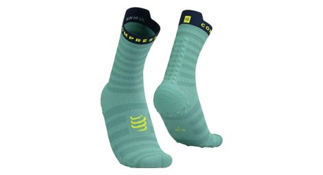 Chaussettes compressport pro racing v4 0 ultralight run high bleu