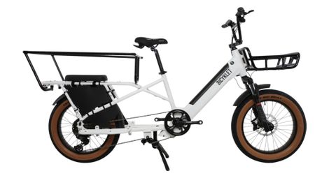Vélo Cargo Longtail Électrique Bicyklet Shimano Deore 10V 670 Wh 20'' Blanc T.Unique 160/190cm - Produit Reconditionné