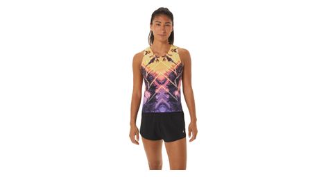 Camiseta de tirantes asics maratón naranja rosa morado de mujer