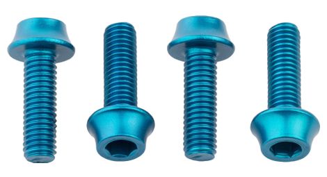 Lot de 4 vis de porte-bidon wolf tooth water bottle cage bolts m5x15 mm bleu turquoise
